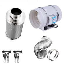 Load image into Gallery viewer, 4/5/6/8/Inch 220V Centrifugal Fans&Activated Carbon Air Filter Set For Led grow light Indoor Hydroponics Grow Tent Greenhouses
