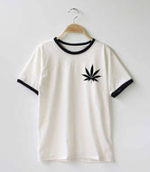 <transcy>Vrouwen Weed Plant Marihuana Cannabis Blad Grappige Top Slogan Graphics Bloemen Katoen Brief Wit Ronde Hals Tee T-Shirt</transcy>