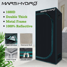 Load image into Gallery viewer, 1680D Mars Hydro 60x60x140cm LED Grow Tent box Indoor Hydroponics garden Water-proof hut Diamond Reflective Mylar grow room
