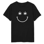 <transcy>Smiley T-shirt cannabis wiet womens heren dames jongens meisje tee top hipster tumblr tops marihuana slogan drugs t-shirt top-J107</transcy>