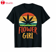 Flower Girl Buds Weed Cannabis Marijuana Stoner Retro Funny Black T-Shirt S-6Xl