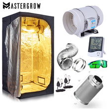 Load image into Gallery viewer, Grow Tent Room Kit（No Led Light in This Kit！） Hydroponic Growing System+4&quot;/ 6&quot;/ 8&quot; Carbon Filter Combo Multiple Size Dark Room
