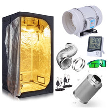 Load image into Gallery viewer, Grow Tent Room Kit（No Led Light in This Kit！） Hydroponic Growing System+4&quot;/ 6&quot;/ 8&quot; Carbon Filter Combo Multiple Size Dark Room
