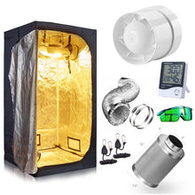 Load image into Gallery viewer, Grow Tent Room Kit（No Led Light in This Kit！） Hydroponic Growing System+4&quot;/ 6&quot;/ 8&quot; Carbon Filter Combo Multiple Size Dark Room
