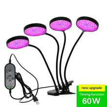 Load image into Gallery viewer, Full Spectrum Phytolamps DC5V USB LED Grow Light with Timer 15W 30W 45W 60W Desktop Clip Phyto Lamps for Plants Flowers Grow Box
