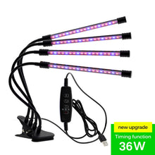 Load image into Gallery viewer, Full Spectrum Phytolamps DC5V USB LED Grow Light with Timer 15W 30W 45W 60W Desktop Clip Phyto Lamps for Plants Flowers Grow Box
