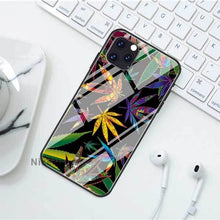 Load image into Gallery viewer, plant leaves Cannabi leaf Cases For iPhone 12 Mini 11 Pro X XS XR Max 7 8 Plus 6 6S SE 2020 Tempered Glass Cover Phone Coque
