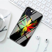 Laad afbeelding in Galerijviewer, &lt;transcy&gt;Plant Bladeren Cannabi Blad Gevallen Voor Iphone 12 Mini 11 Pro X Xs Xr Max 7 8 Plus 6 6S Se 2020 Gehard Glas Cover Telefoon Coque&lt;/transcy&gt;
