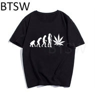 Weed T-Shirt Evolution of Mens Funny Cannabis Marijuana Men Fashion Black T Shirt Casual Design Tops Tees Streetwear