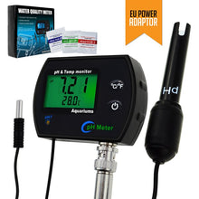 Load image into Gallery viewer, PH &amp; Temperature 2-in-1 Continuous Monitor Meter 0.00~14.00pH degC/ degF Replaceable Electrode for Aquariums Hydroponics
