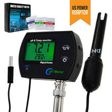 Load image into Gallery viewer, PH &amp; Temperature 2-in-1 Continuous Monitor Meter 0.00~14.00pH degC/ degF Replaceable Electrode for Aquariums Hydroponics
