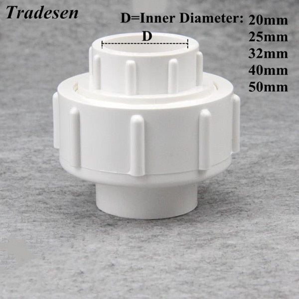 <transcy>1 stks ID 20mm 25mm 32mm 40mm 50mm PVC Union Upvc Buisleidingen Koppeling Water Connector Voor Tuin Irrigatie Hydrocultuur Systeem</transcy>