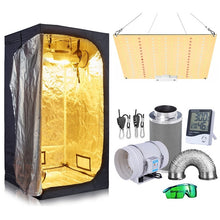 Load image into Gallery viewer, Grow Tent Room Complete Kit Hydroponic Growing System 1000W LED Grow Light + 4&quot;/ 6&quot; Carbon Filter Combo Multiple Size Dark Room
