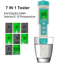 Load image into Gallery viewer, 5/7 IN 1 Digital PH EC TDS Meter ORP SG Salinity Temperature Tester Aquarium Water Hydroponic Liquid Purity PPM Filter Testing
