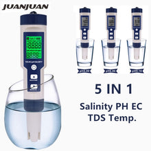 Load image into Gallery viewer, 5/7 IN 1 Digital PH EC TDS Meter ORP SG Salinity Temperature Tester Aquarium Water Hydroponic Liquid Purity PPM Filter Testing
