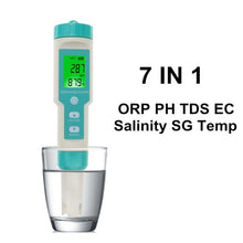 Load image into Gallery viewer, 5/7 IN 1 Digital PH EC TDS Meter ORP SG Salinity Temperature Tester Aquarium Water Hydroponic Liquid Purity PPM Filter Testing
