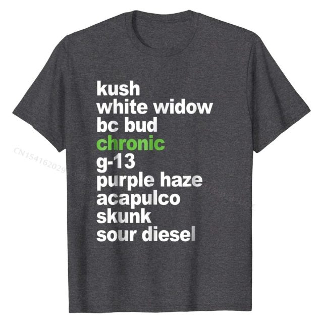 Weed List top Cannabis Medical  Strains T-Shirt Birthday Cotton Men Tops Shirt Printed On Funny Tshirts