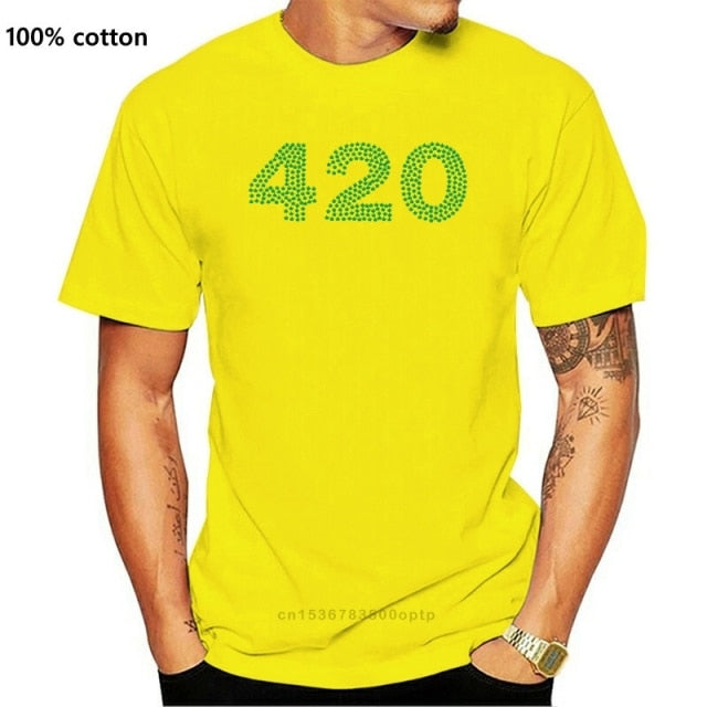 <transcy>Kleding Tops 420 Groen Cannabier Logo Weed Grappige Minimalistische Gedrukte Katoenen Mannen T-Shirt Mannen Tees</transcy>